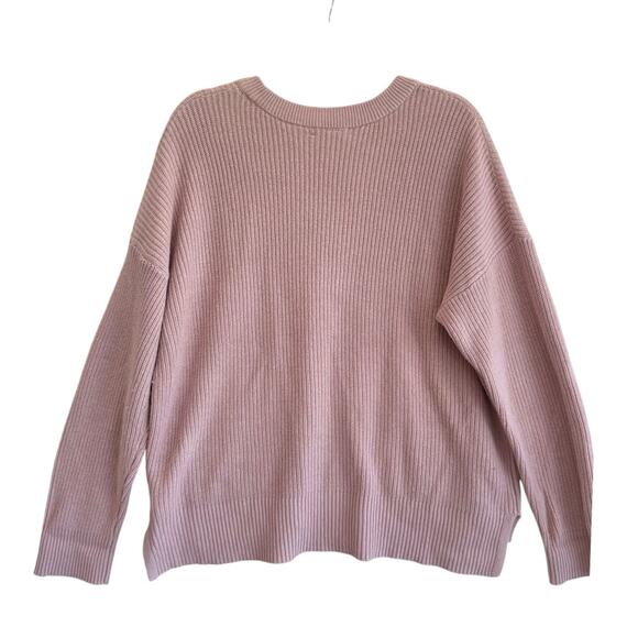 Madewell Do Well Pink Knit Sweater sz XL Front Pockets Cotton Blend Oversized - Picture 2 of 5